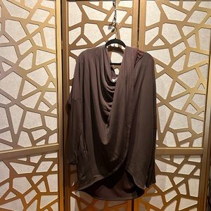 Athleta Purana Wrap Sweatshirt- size L. Walnut Brown